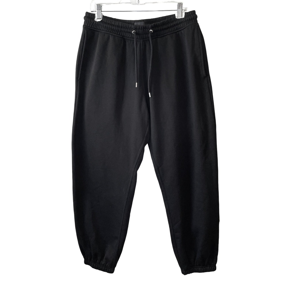 H&M Jogger Sweatpants Mens Medium Black Excellent Relaxed Fit Fleece Drawstring